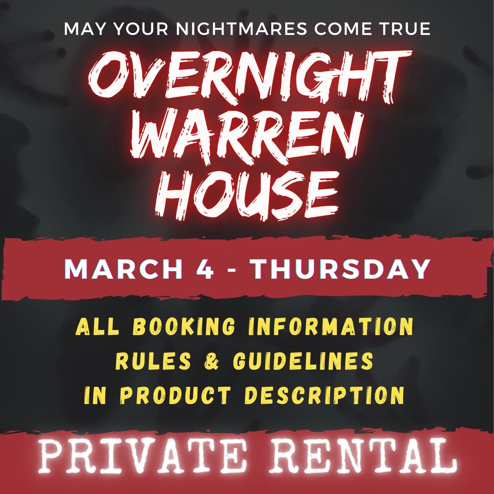 MARCH 4 2027 - WARREN HOUSE OVERNIGHT RENTAL