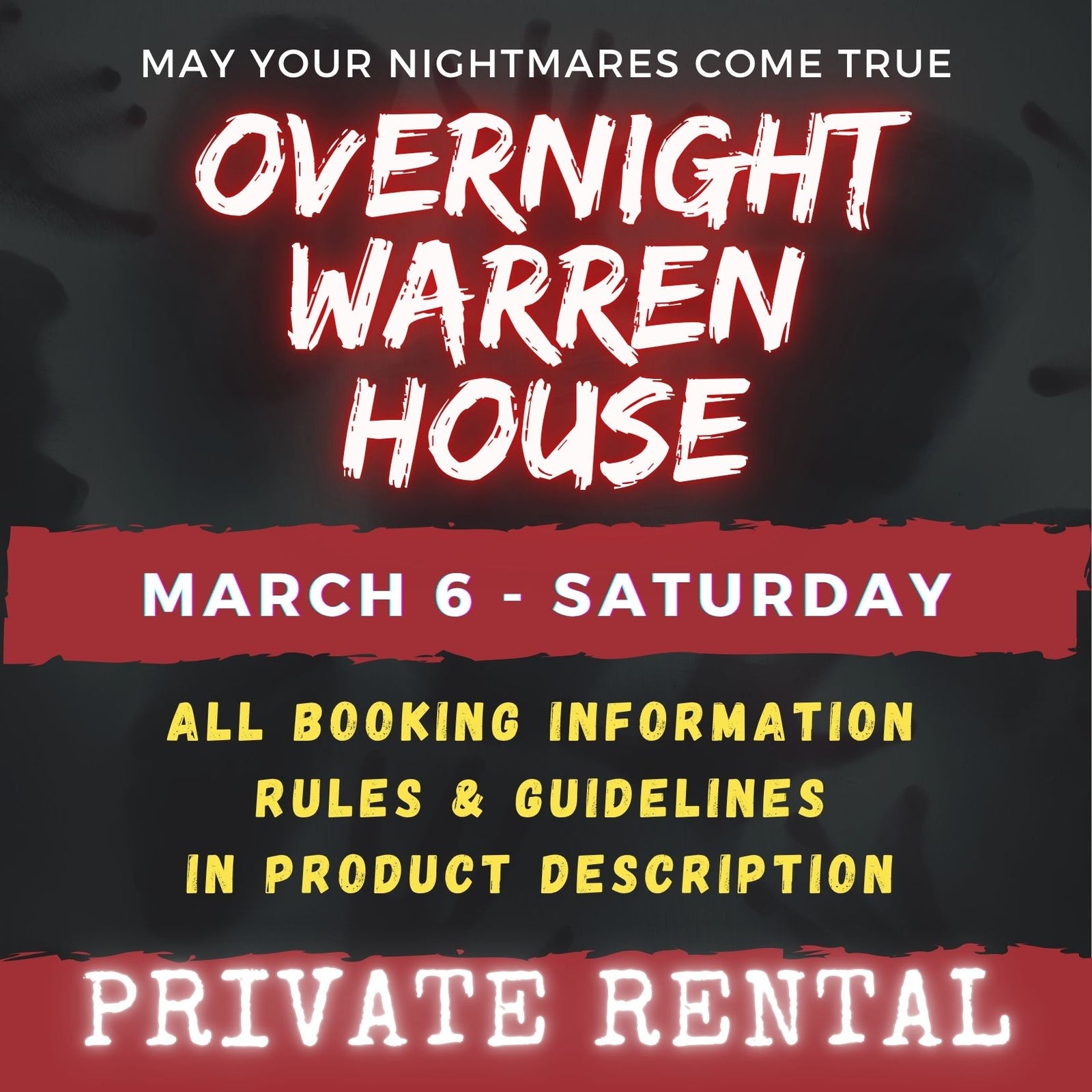 MARCH 6 2027 - WARREN HOUSE OVERNIGHT RENTAL