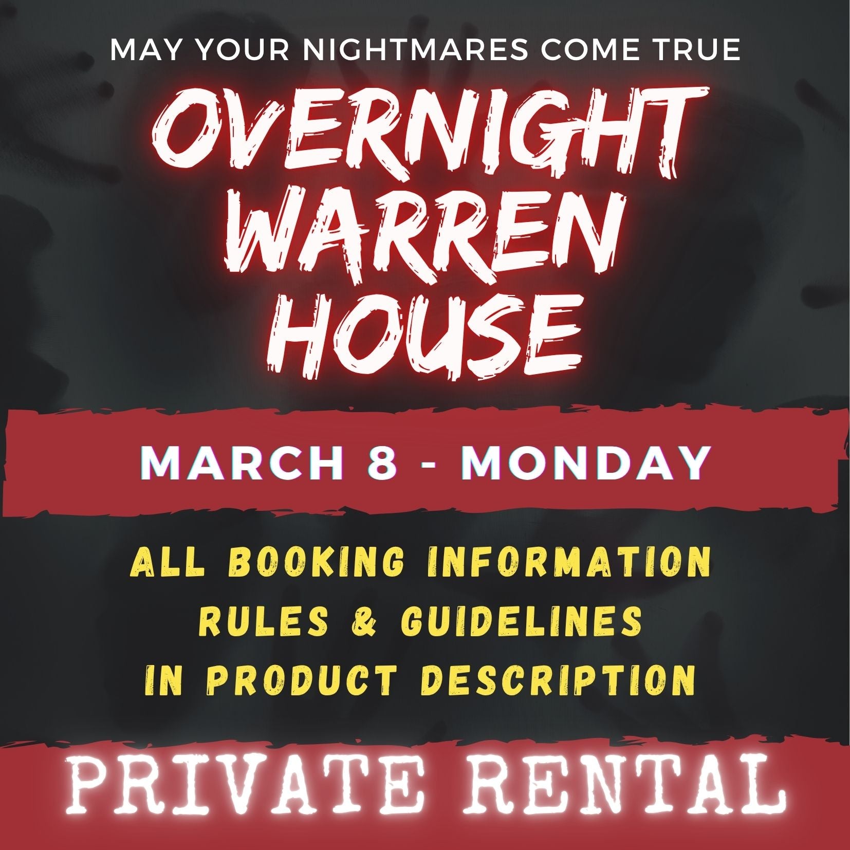 MARCH 8 2027 - WARREN HOUSE OVERNIGHT RENTAL